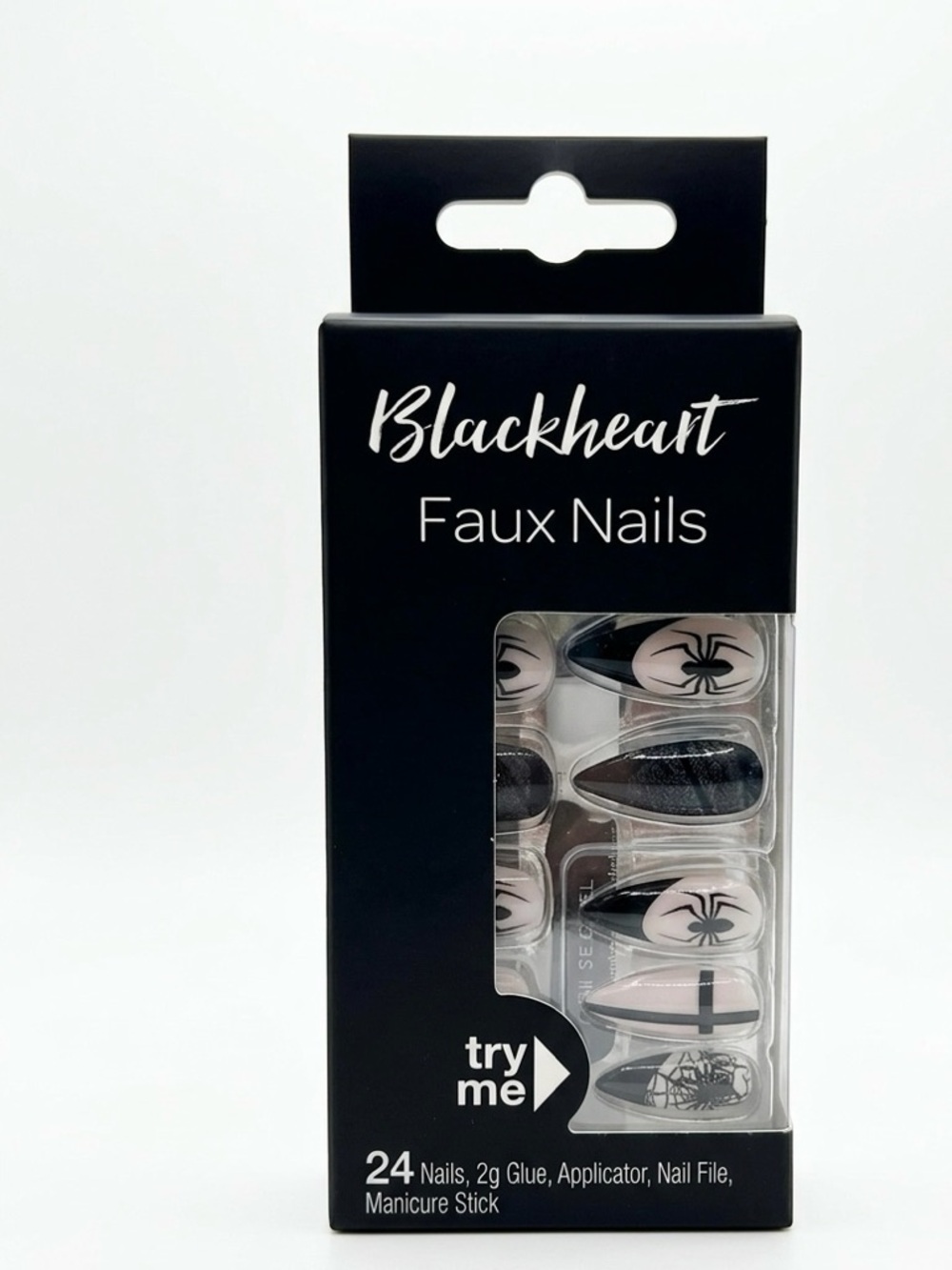 Blackheart Black & Pink Accent Faux Nails Pack